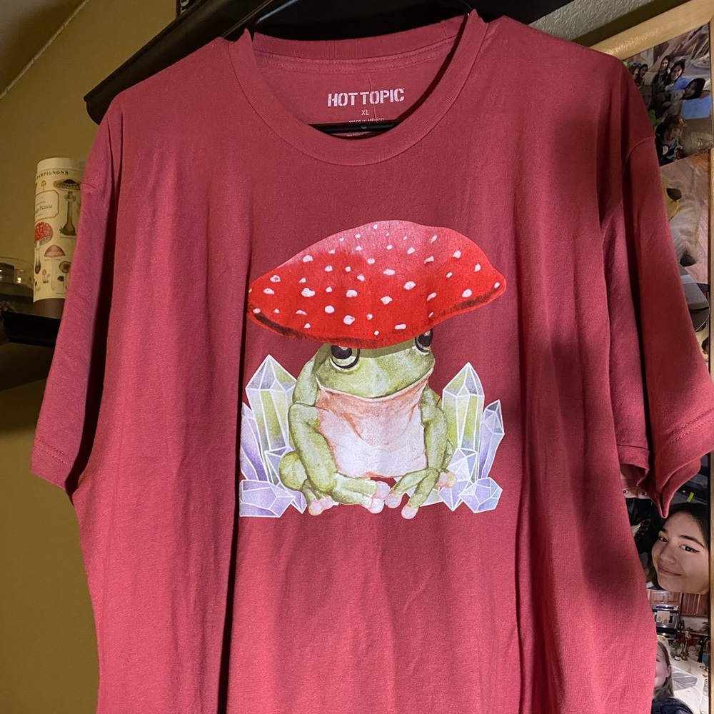 Hot Topic red crystal frog shirt, never worn